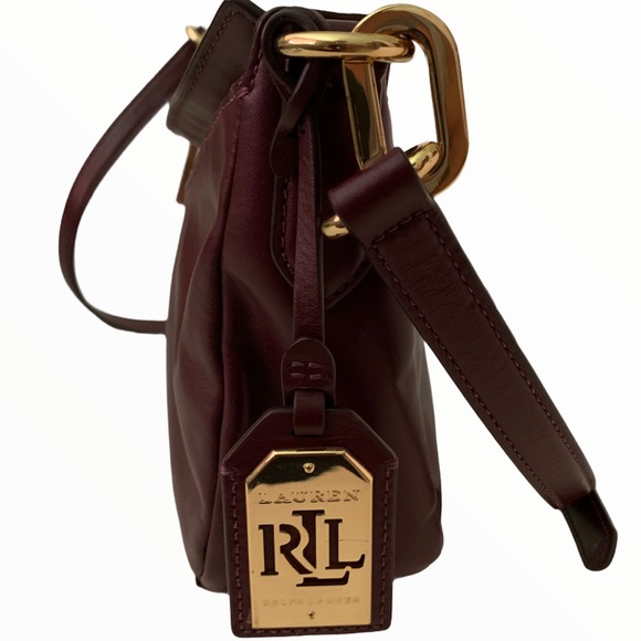 RALPH LAUREN PLUM WINE LEATHER CROSSBODY - Picture 9 of 14
